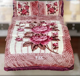 4pcs Embossed Bed Cover Set Double Bed-Pink-1627